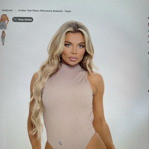 Fashion Nova Tan Bodysuit with Open Back